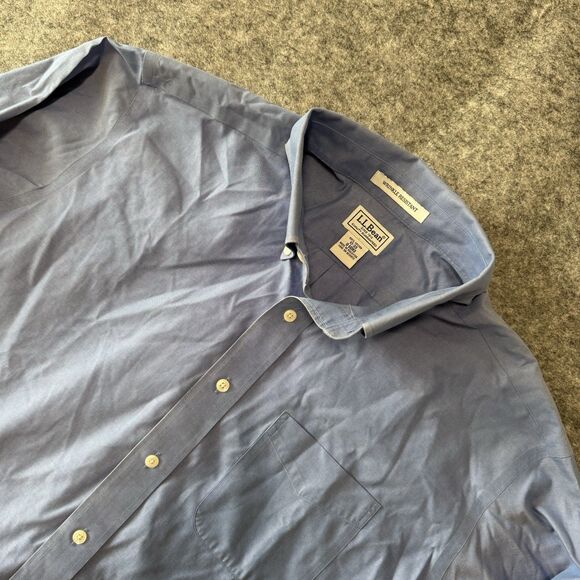 LL Bean Mens Blue Button‎ Down 100% Cotton 0 GDH3 Size: 17-33 Wrinkle Resistant - Picture 1 of 7